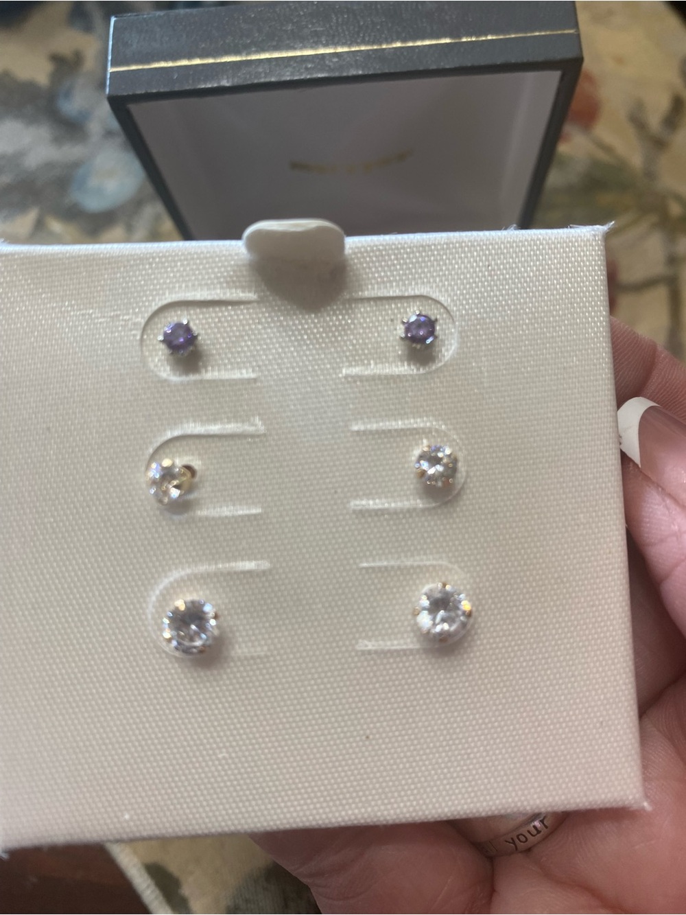 Classic Cubic Zirconia and Amethyst Stud Earring Set - Women's Jewelry